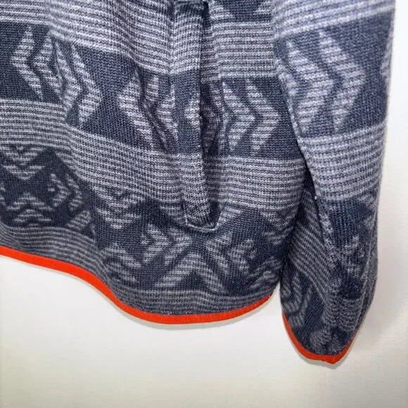 LL Bean Men's L  Snap Front Sweater Fleece Gray Geometric Aztec - Picture 5 of 10